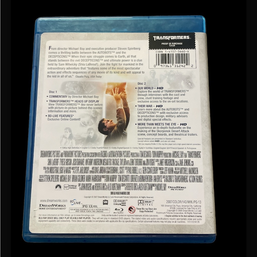 Transformers Blu-ray Two-Disc Special Edition DVD - Picture 3 of 3